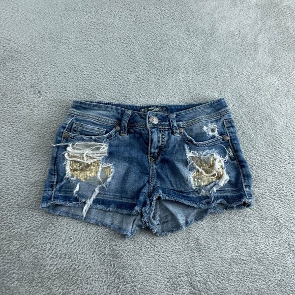 Silver Jeans Co. Courtney Distressed Denim Shorts W28 3330 - Picture 1 of 10